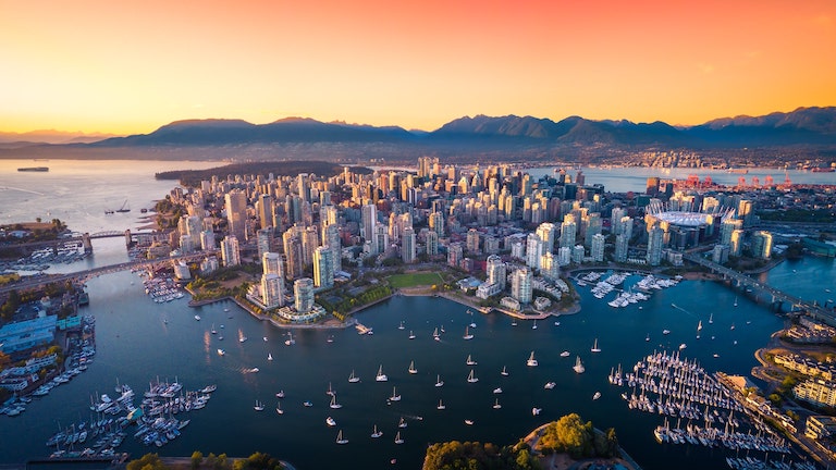 View Of A City In Canada From Sky