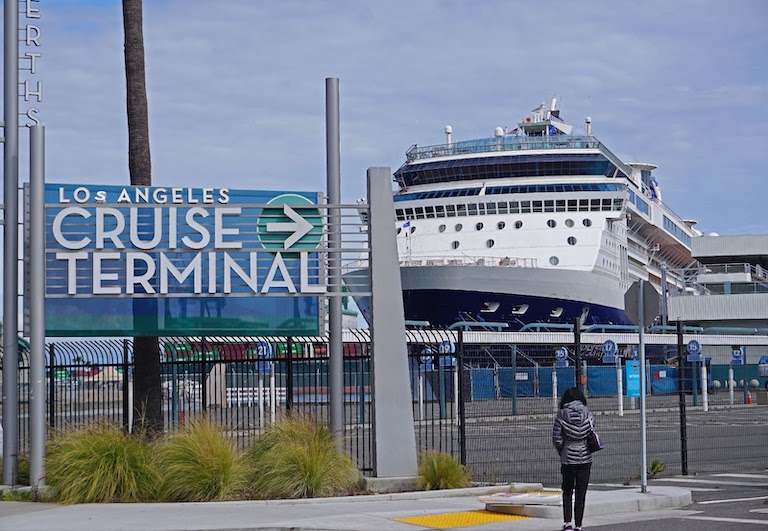 View Of A Cruise Ship In Los Angeles Cruise Terminal