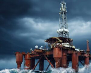 Oil Rig In Rough Seas